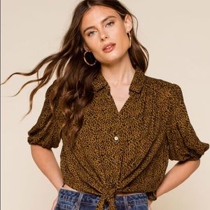 Free People Cheetah Print Tie Crop Top